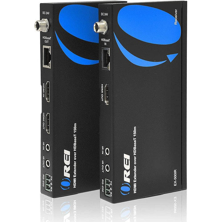 OREI HDBaseT HDMI Extender Over Cat5e/6 Ethernet LAN Cable - Up to 500 Feet - IR, HDMI Loop-Out, RS-