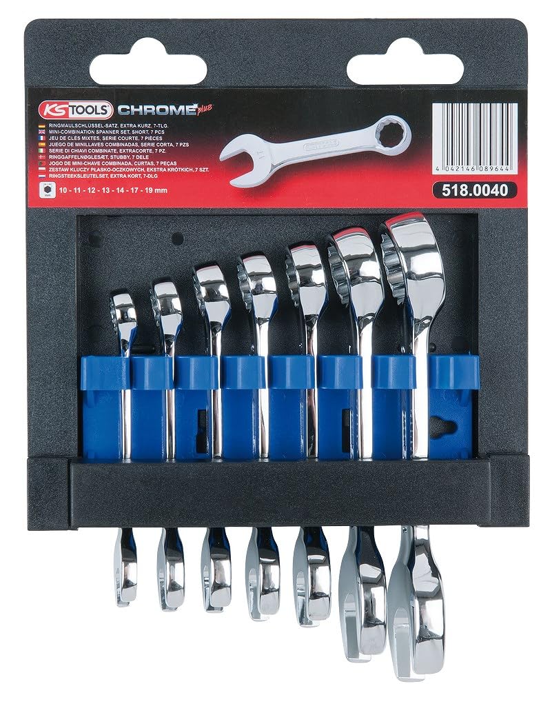 KS Tools 518.0040 CHROMEplus Ringmaulschlüssel-Satz, kurz, 7-tlg.