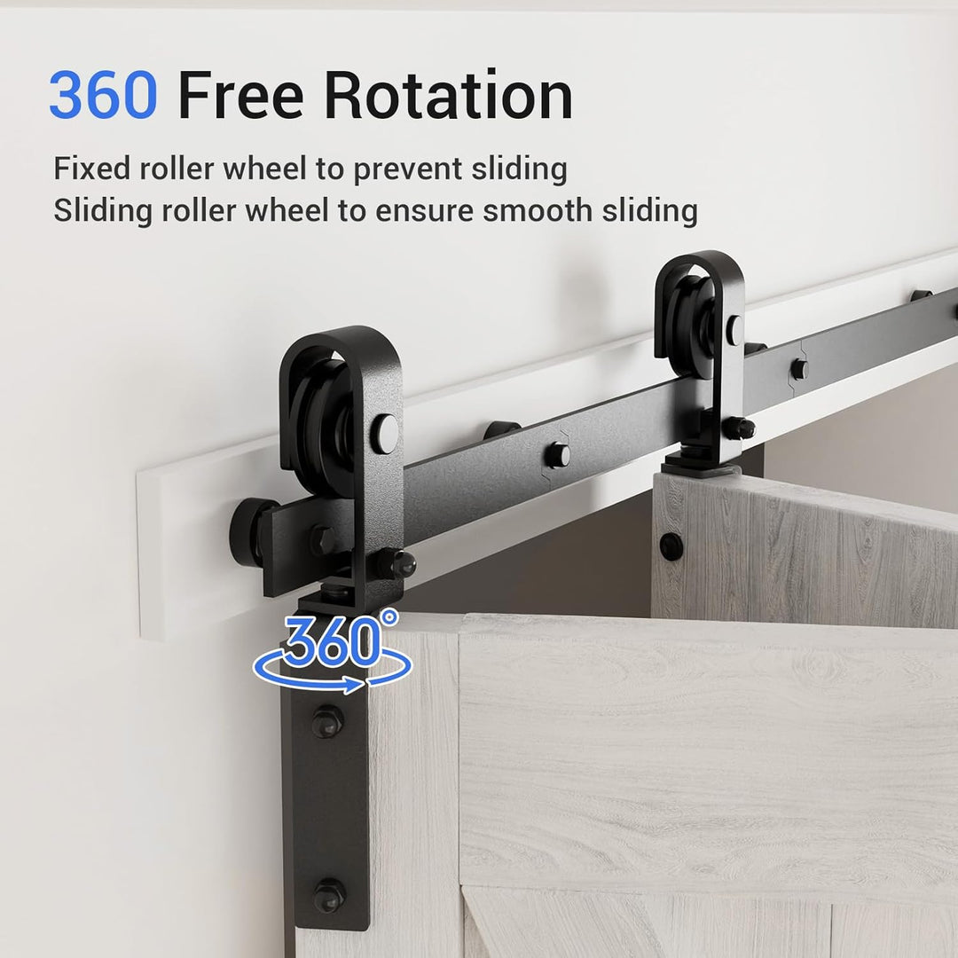 76.3cm/2.5FT Bifold Schiebetürbeschlag Schiebetüren Schiebetürsystem Komplettset Laufschiene Rollen