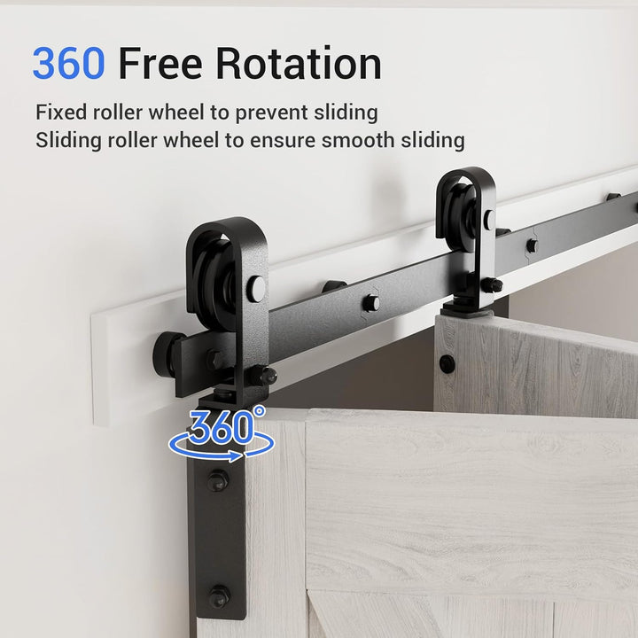 76.3cm/2.5FT Bifold Schiebetürbeschlag Schiebetüren Schiebetürsystem Komplettset Laufschiene Rollen