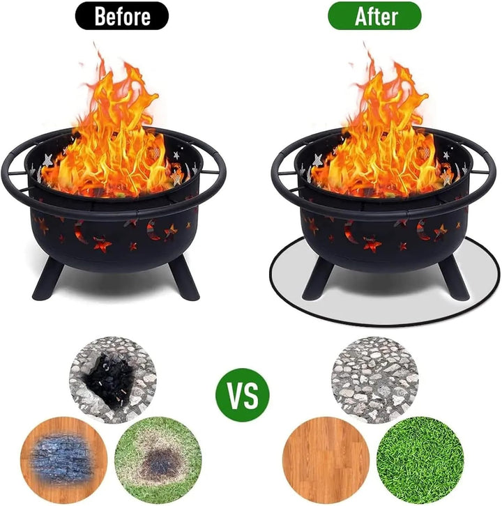 Qanye 24 Zoll Runde Feuerstelle Matte, Feuerstelle Matte, Grill Feuerfeste Unterlage, Feuerfeste Unt