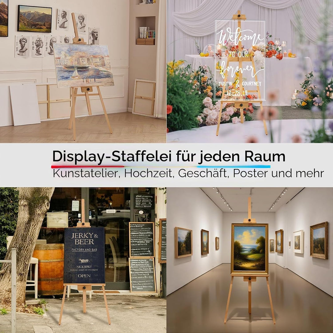 MEEDEN Kunst Malstaffelei: Staffelei aus massivem Buchenholz für Leinwände bis zu 109 cm – Künstlers