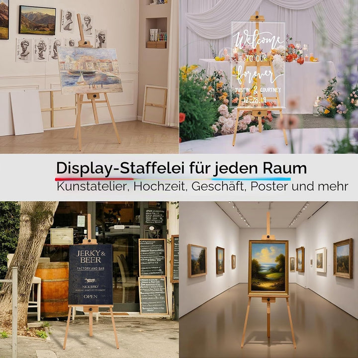 MEEDEN Kunst Malstaffelei: Staffelei aus massivem Buchenholz für Leinwände bis zu 109 cm – Künstlers