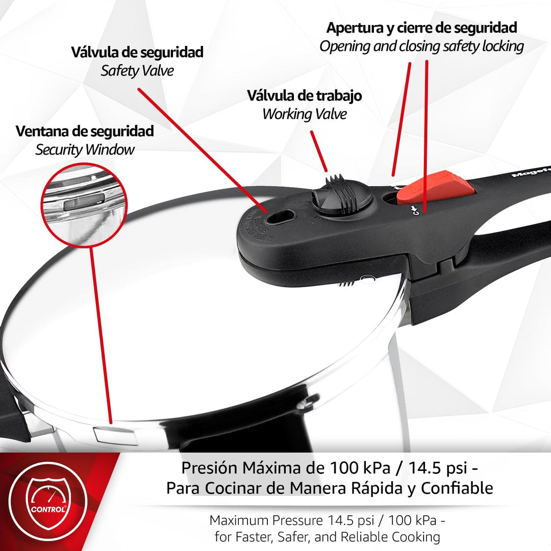 M MAGEFESA 01OPPRAPL06 MAGEFESA 01OPPRAPL06-Schnellkochtopf Modell Practika Plus, Edelstahl, (6L) UK