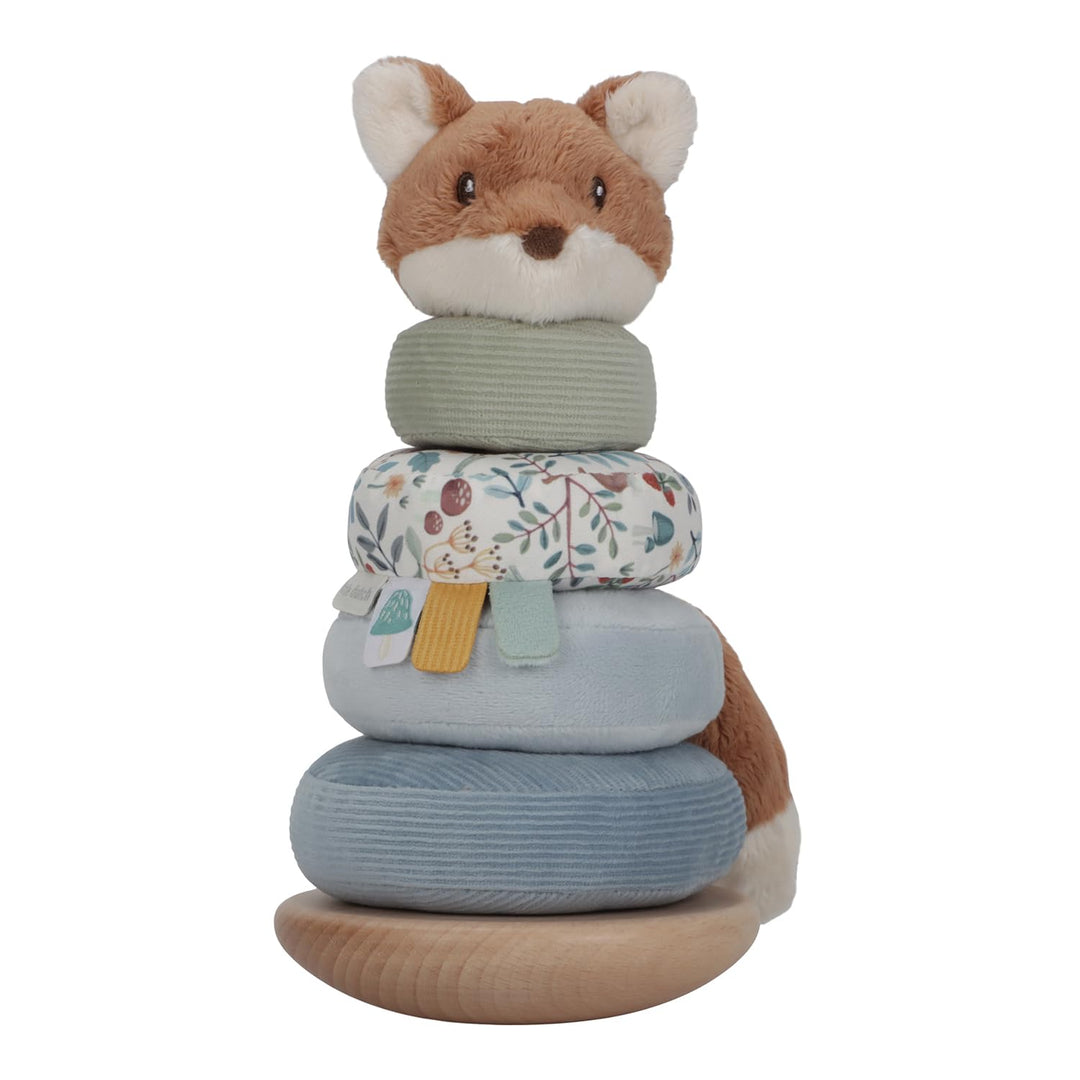 Little Dutch Stapelturm Stapelringe Steckspiel aus Holz und Stoff Baby Kleinkind Fuchs blau - Forest