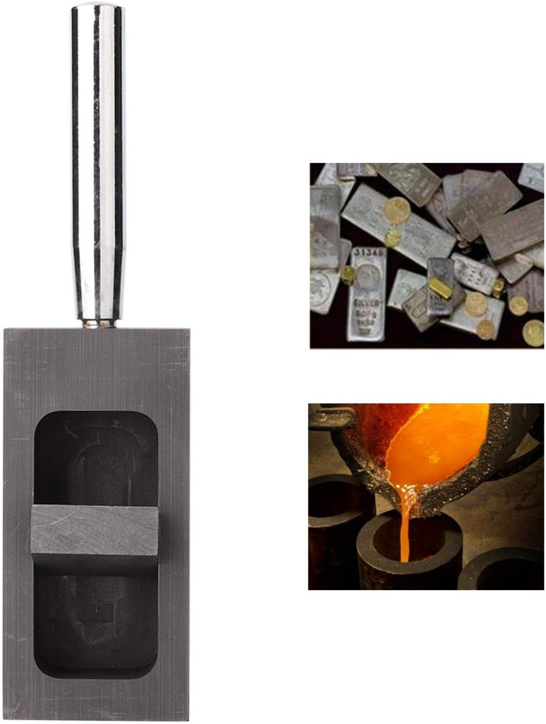 Gold Silber Graphit Barren Form Schmelztiegel zum Schmelzen Giessen Raffinieren mit Metallstange(0.5