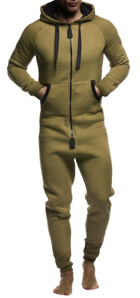Leif Nelson Herren Overall Jumpsuit Onesie Trainingsanzug Jogginghose Fitness Bekleidung LN8154 L Kh