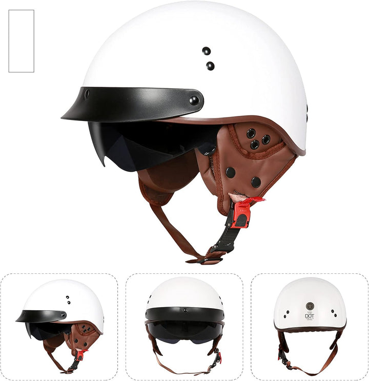 BOSERMEM Motorradhelm Mit Schutzbrille DOT/ECE-Zugelassen, Jethelm Roller-Helm Scooter-Helm Moped Mo