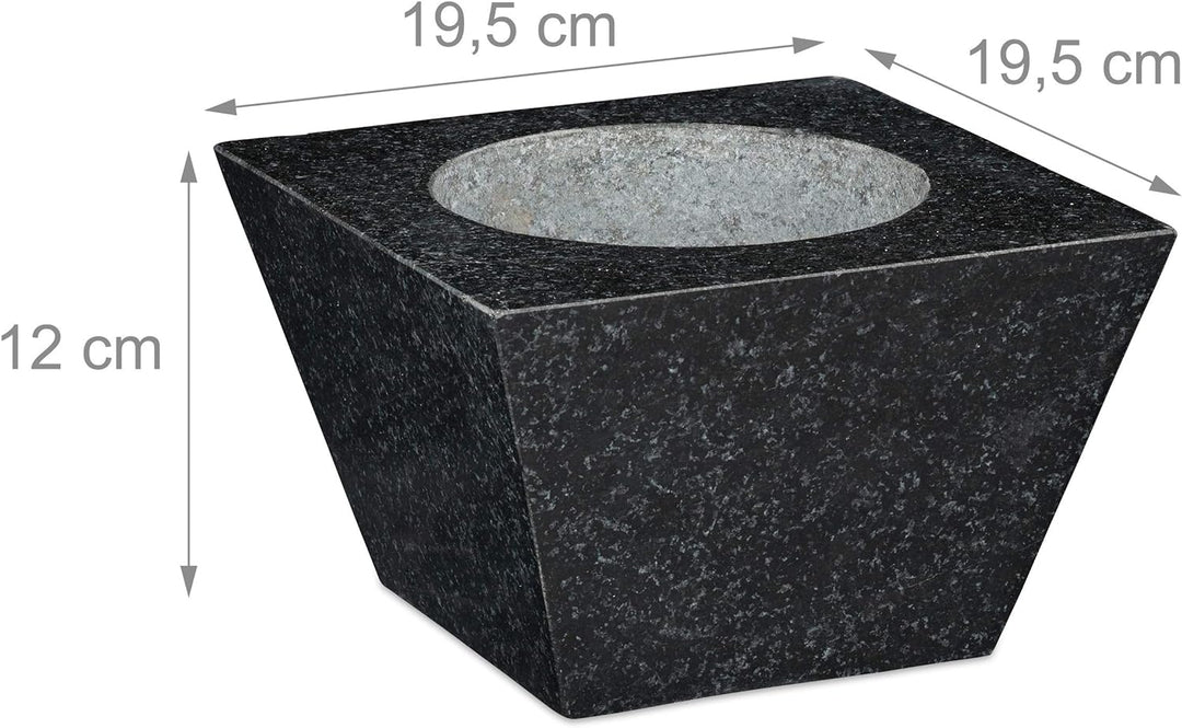 Relaxdays 6,75 kg XXL Mörser mit Stössel, Granit, 750 ml, Gewürze & Kräuter, HBT 12 x 19,5 x 19,5cm,