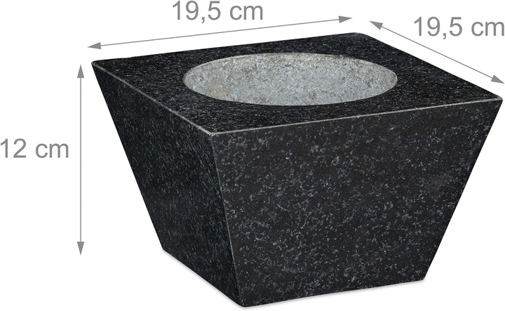 Relaxdays 6,75 kg XXL Mörser mit Stössel, Granit, 750 ml, Gewürze & Kräuter, HBT 12 x 19,5 x 19,5cm,