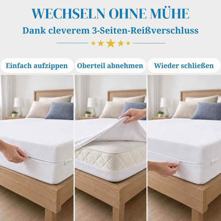 PROCAVE Matratzenbezug Frottee unversteppt 90 x 200 cm | Matratzen-Höhe 23-28cm | Matratzenschoner 9