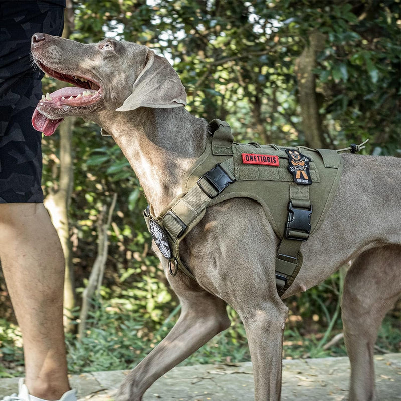 OneTigris Fire Watcher 2.0 Molle Hundegeschirr mit Griff und Schnalle aus Metall L grün, L grün