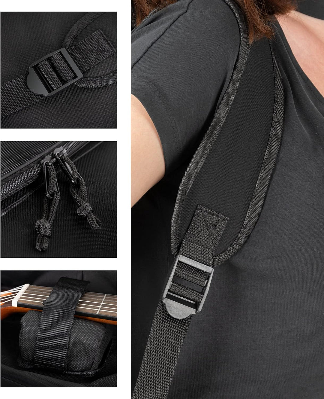 ROCKTILE Klassik-Gitarrentasche 4/4-Grösse - wasserabweisender Gigbag mit weicher Polsterung und Fix