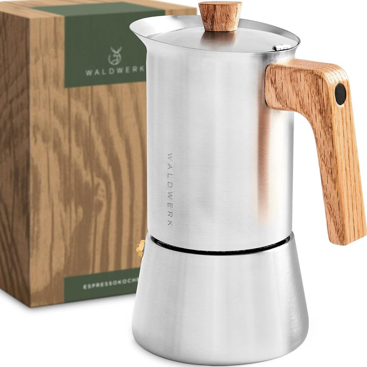 WALDWERK Espressokocher (300ml) - Espressokocher Induktion für alle Herdarten geeignet - Mokkakanne