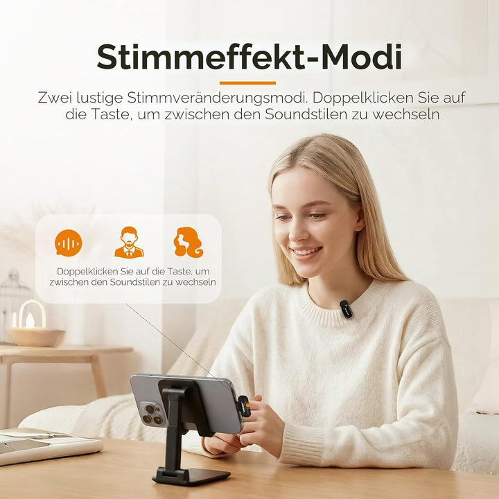 SONICAKE Mini Wireless Mikrofon, 2,4 GHz Dreistufige Geräuschunterdrückung | Kompatibel mit iPhone/A