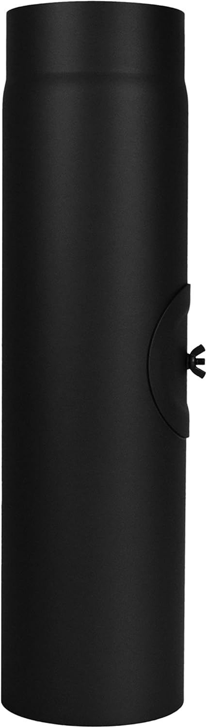 LANZZAS Ofenrohr 500 mm mit Tür, im Durchmesser DN 130 mm, Farbe: schwarz - weitere Rohre aus unsere