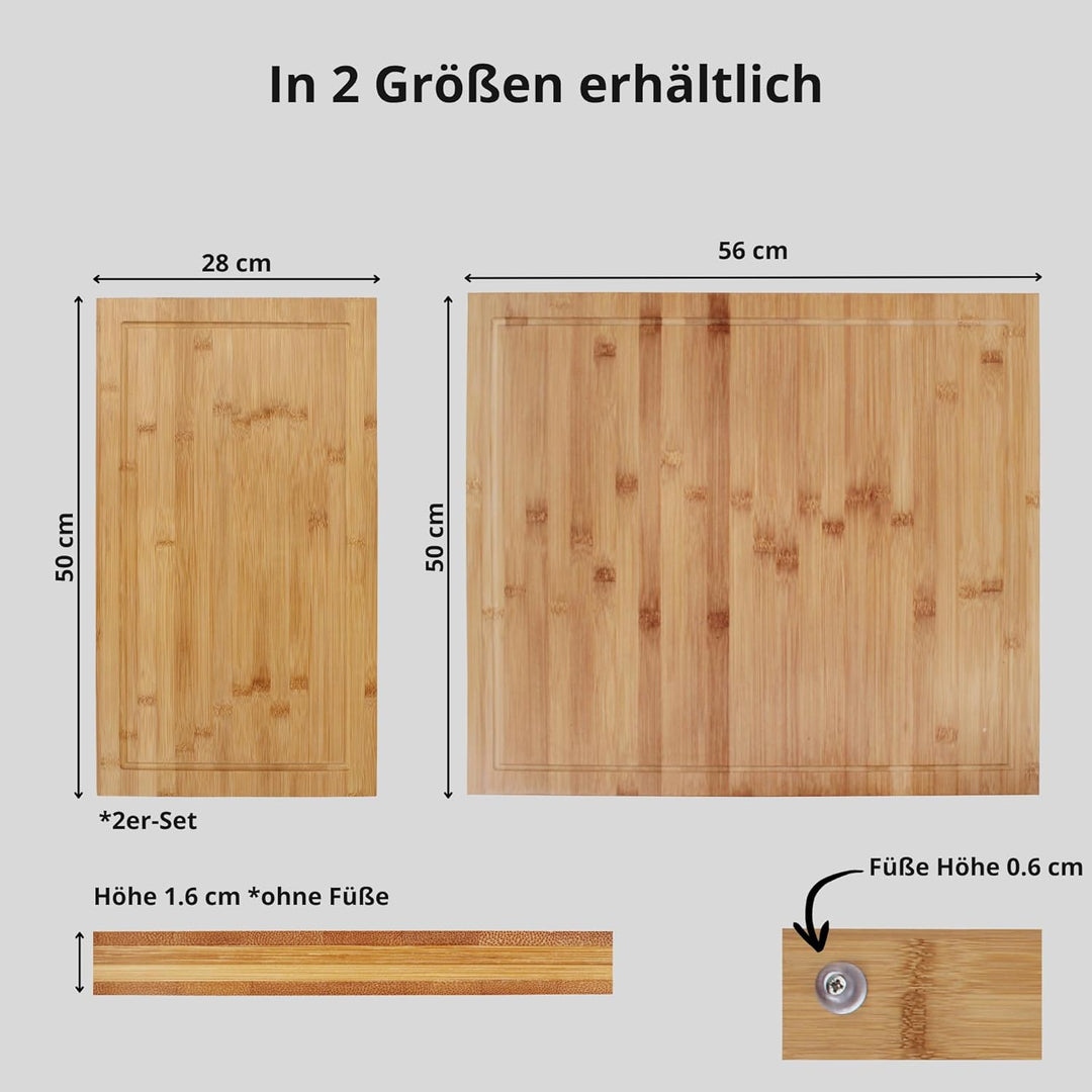 HeRo24 Herd Abdeckplatte Schneidbretter Bambus 2 Stück 50 x 28cm …