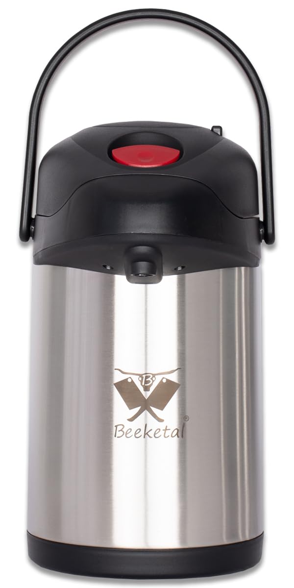 Beeketal 'BPK Serie' Gastro Pumpkanne, doppelwandige Edelstahl Isolierkanne mit leichtgängigem Pumpm