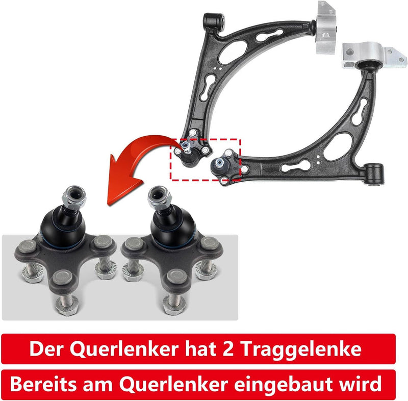 Frankberg 2x Querlenker + Traggelenk Vorne Kompatibel mit Golf V 1K1 2003-2009 A3 8P1 2003-2012 Octa