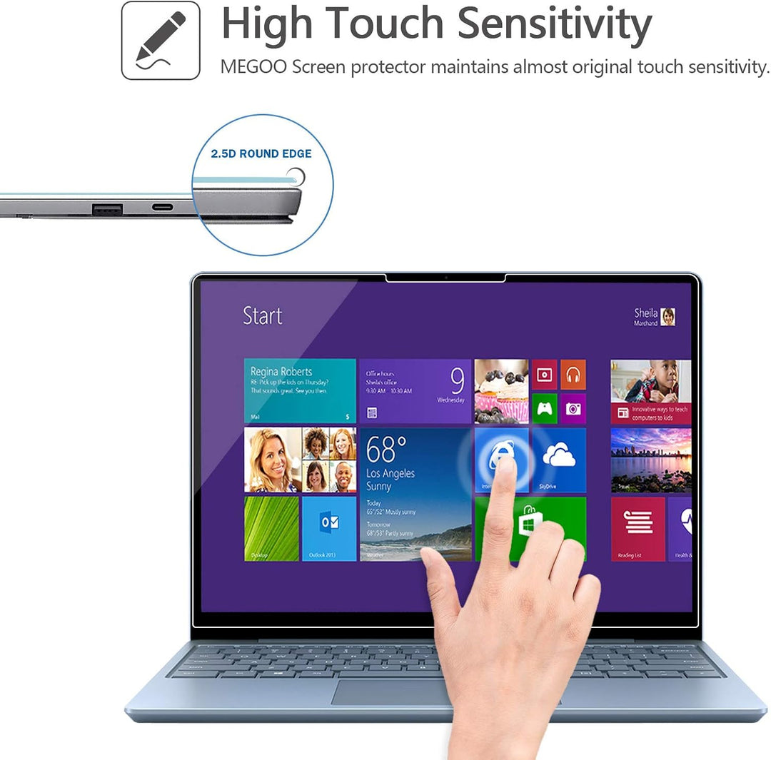 MEGOO [2 Stück] Glas Displayschutzfolie für Microsoft Surface Laptop Go 2 12,4 Zoll 2022-Version und