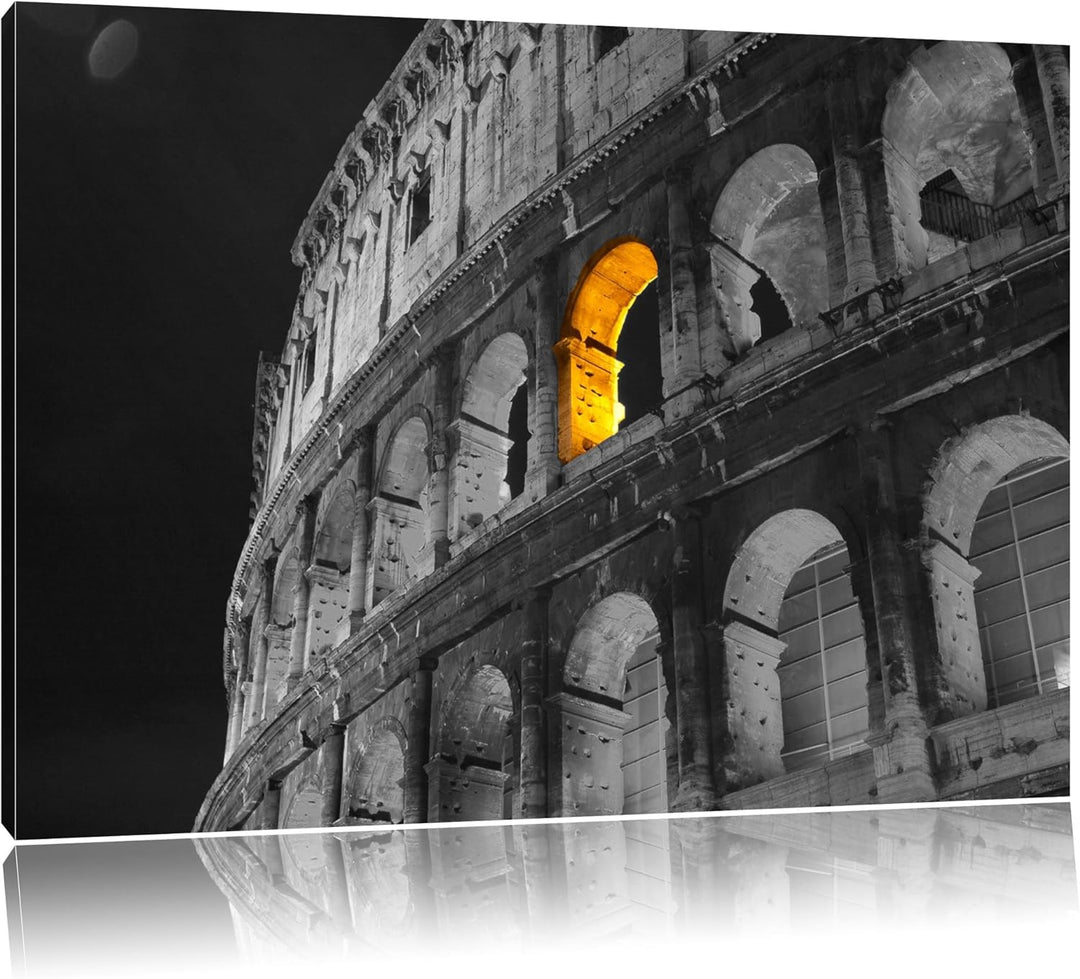 schönes Amphitheater in Rom schwarz/weiss Format: 100x70 auf Leinwand, XXL riesige Bilder fertig ger