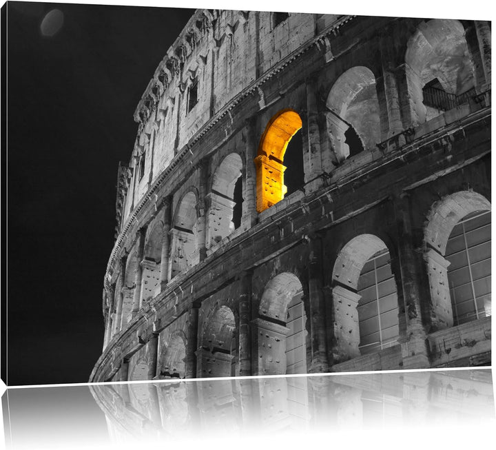 schönes Amphitheater in Rom schwarz/weiss Format: 100x70 auf Leinwand, XXL riesige Bilder fertig ger