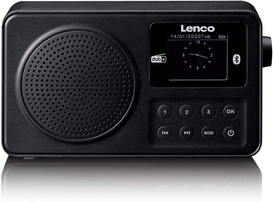 Lenco PDR-033BK DAB+ Radio tragbar – Bluetooth 5.3, FM, Akku, Farbdisplay, Wecker, Einschlaftimer, 3