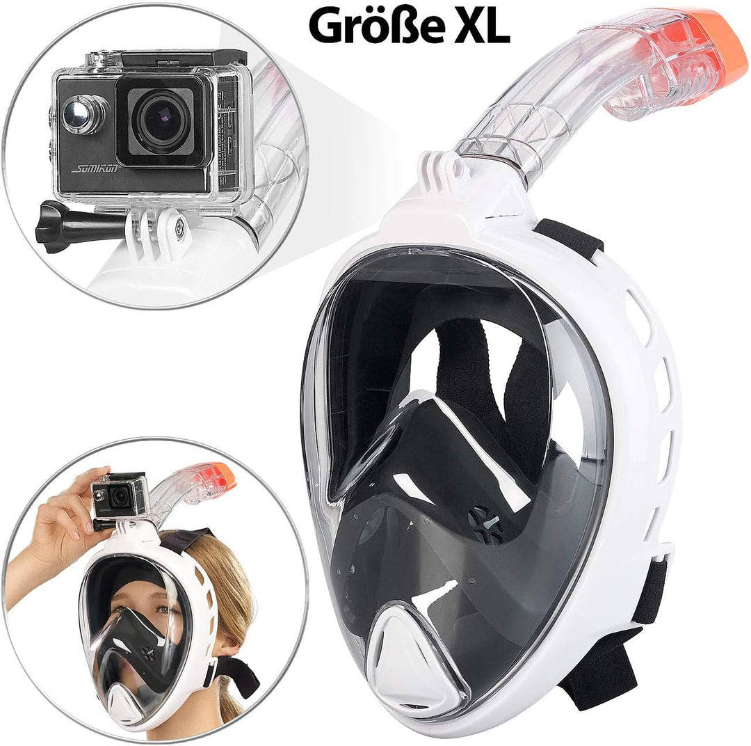 Speeron Schnorchelmaske: Tauchmaske mit Schnorchel und Action-Cam-Halterung, Grösse XL (Schnorchelma