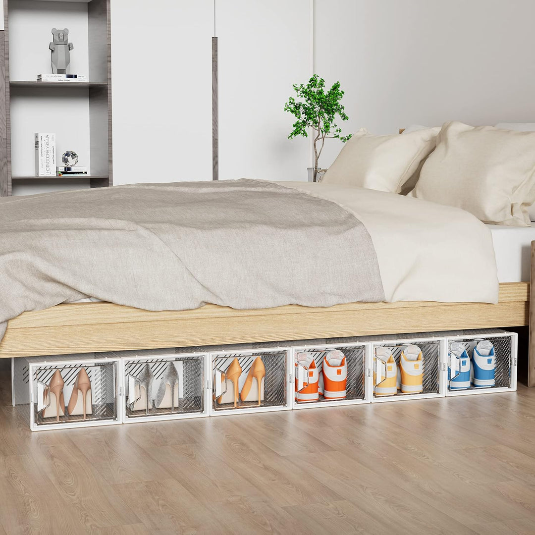 SIMPDIY Schuhaufbewahrung, 12 Stück, grosser Schuh-Organizer für Schrank, Schuhboxen, transparenter