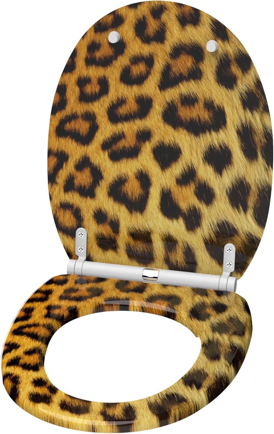 WC Sitz mit Absenkautomatik, hochwertige Oberfläche, einfache Montage, stabile Scharniere, Leoparden