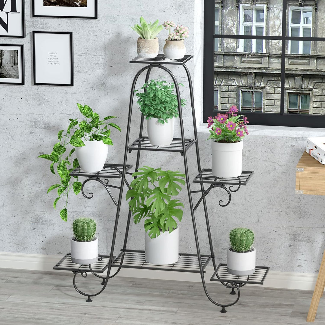 unho Blumenständer Blumentreppe mit 7 Ablagen Blumenregal Pflanzregal Metall, 66 x 22 x 102 cm