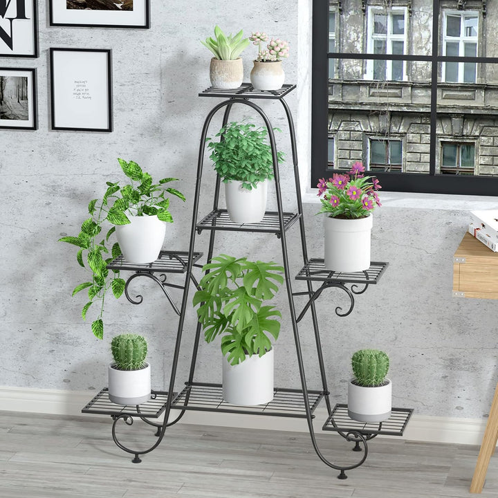 unho Blumenständer Blumentreppe mit 7 Ablagen Blumenregal Pflanzregal Metall, 66 x 22 x 102 cm