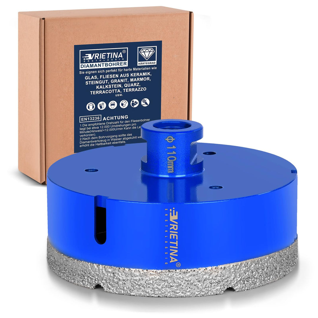110mm Diamant Fliesenbohrer M14 Diamantbohrer Glasbohrer Nass- / Trocken Fliesenbohrkrone für Winkel