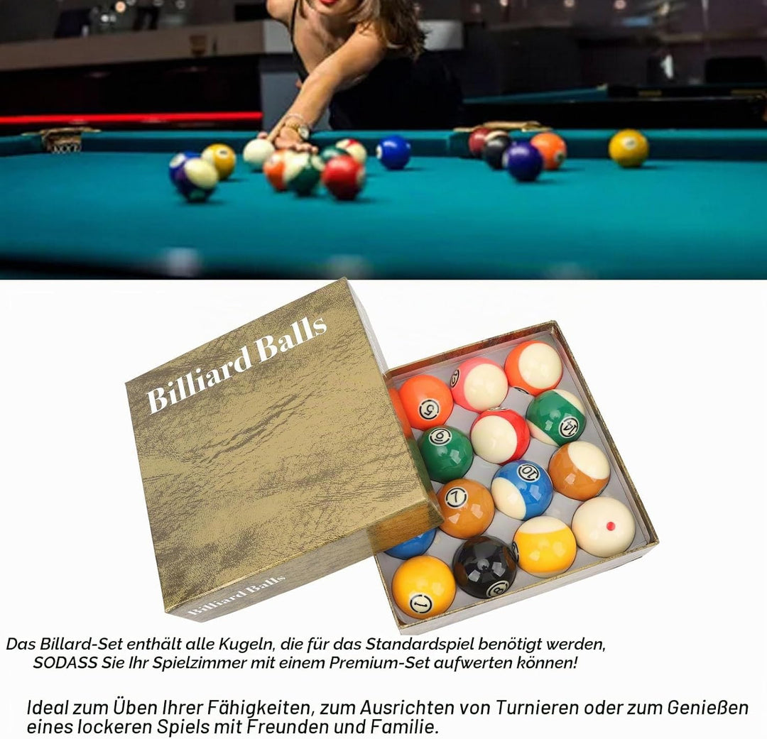 Billardkugeln Set, 16 Stück 5,72 cm/2,25 Zoll Billard Kugeln Set Harz Billardtisch Bälle Komplettset
