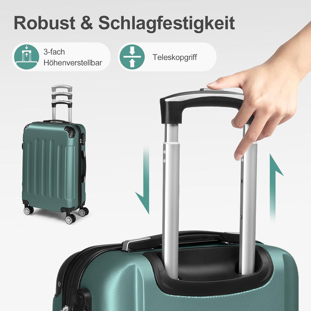 LALAHO Kofferset 3 Teilig Hartschale, Koffer Set 3 Stück aus ABS, Reisekoffer mit Rollen Gross, Trol