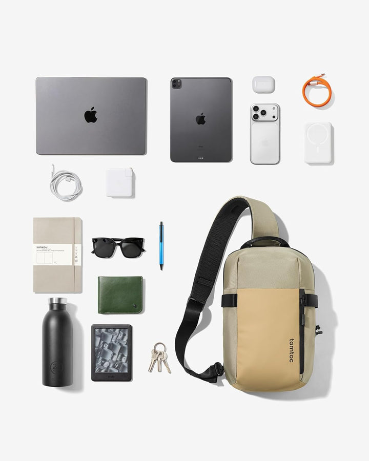 tomtoc Kompakt Sling Bag, Minimal Einzelgurt Schulterrucksack für 14-Zoll MacBook Pro, Wasserresiste