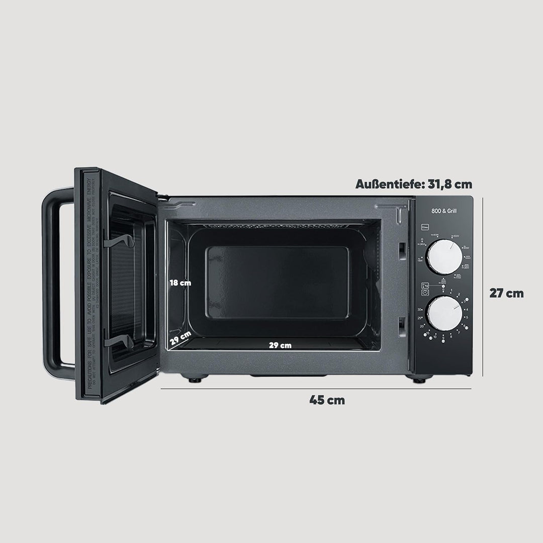 SEVERIN 2-in-1 Mikrowelle mit Keramikboden und Grill, Mikrowellengerät zum Auftauen und Erhitzen, Mi