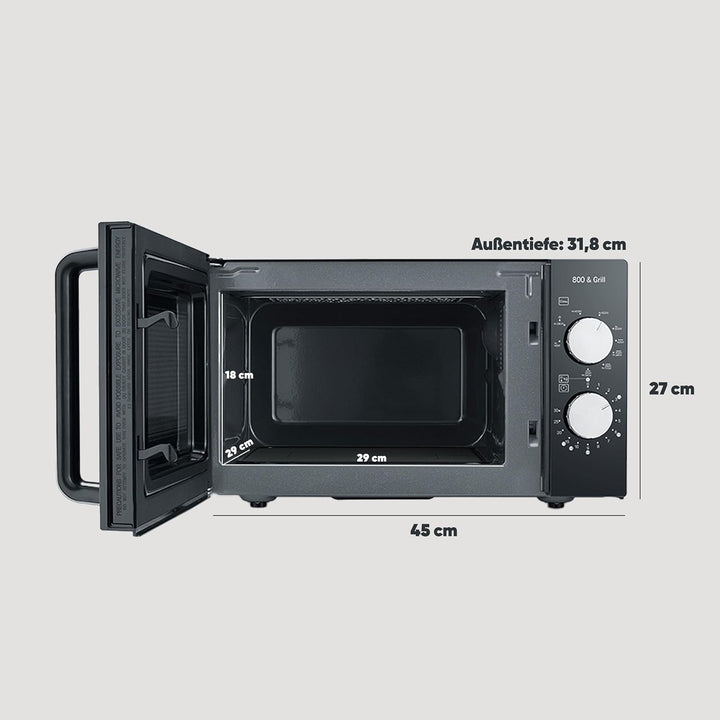 SEVERIN 2-in-1 Mikrowelle mit Keramikboden und Grill, Mikrowellengerät zum Auftauen und Erhitzen, Mi