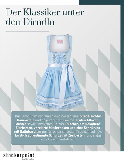 Stockerpoint Damen Dirndl Kim Kleid für besondere Anlässe 40 Hellblau, 40 Hellblau