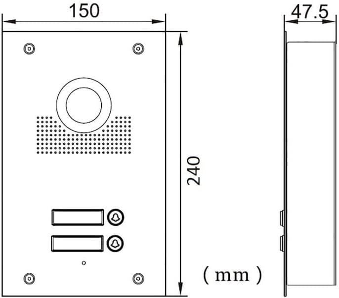 MATHFEL 2 Familienhaus 2 Draht Bus Türsprechanlage 7'' Monitor Kamera 170° Edelstahl, Monitore in Gl