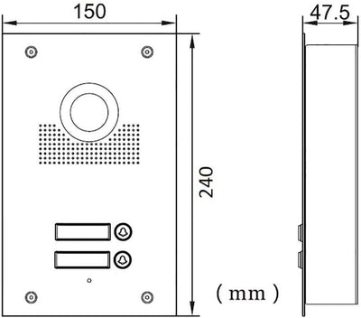 MATHFEL 2 Familienhaus 2 Draht Bus Türsprechanlage 7'' Monitor Kamera 170° Edelstahl, Monitore in Gl