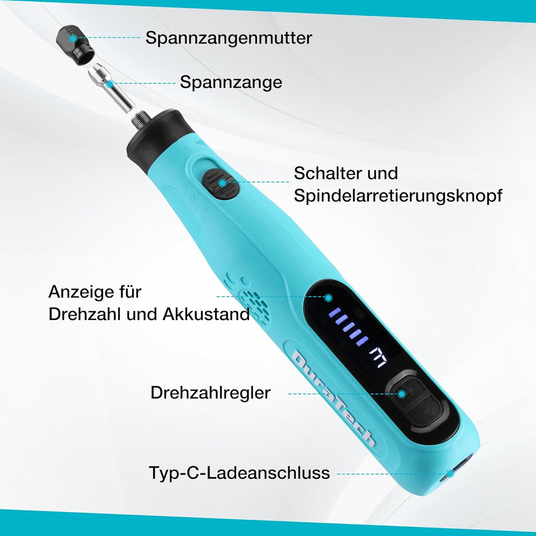 DURATECH 3,6V Akku Multifunktionswerkzeug, Kabellos Rotationswerkzeug mit 135 Zubehörteilen, 6 Gesch