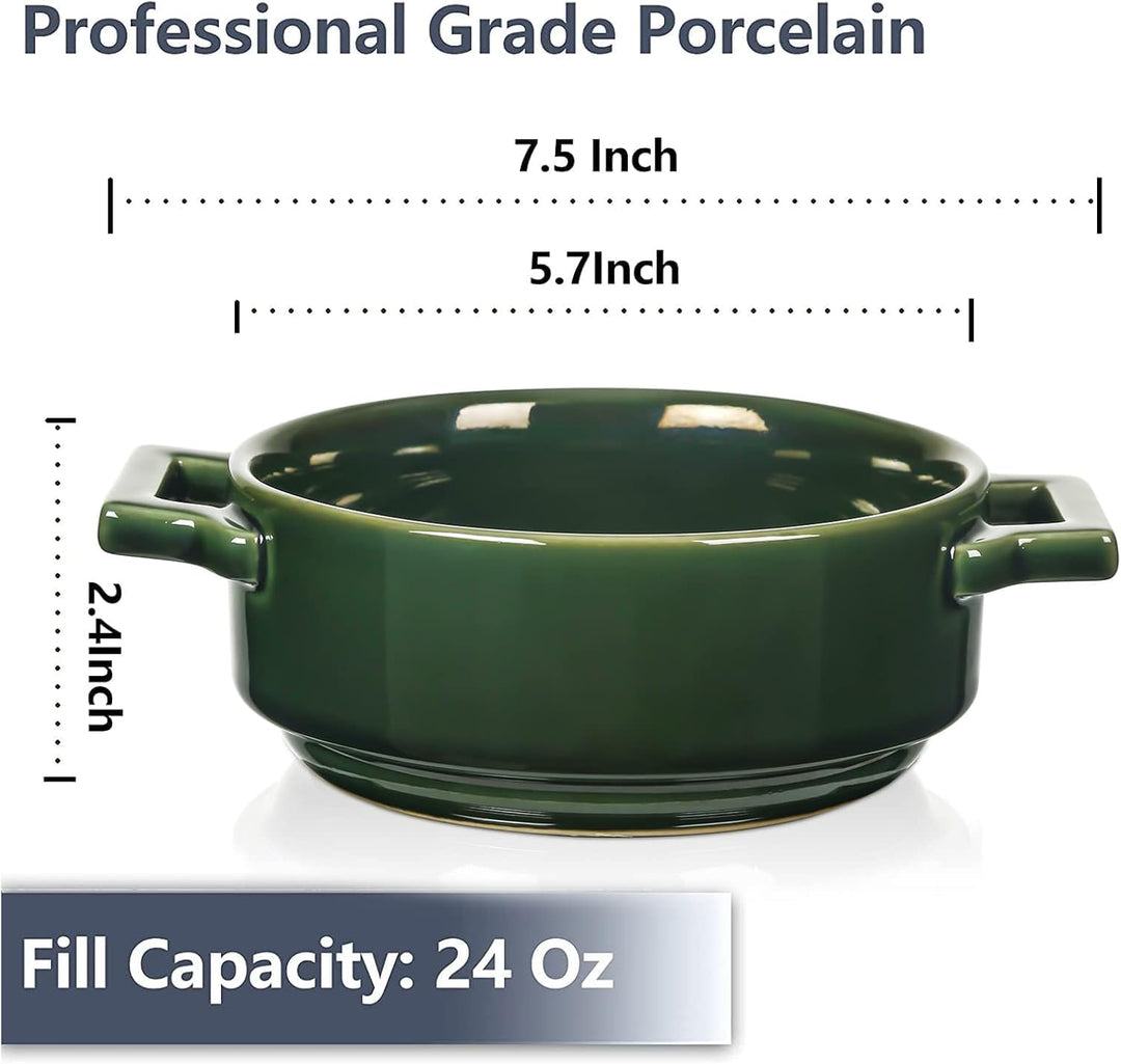 Vicrays Keramik-Suppenschalen mit Griffen, 680 ml, Porzellan-Suppentöpfe für französische Zwiebelsup