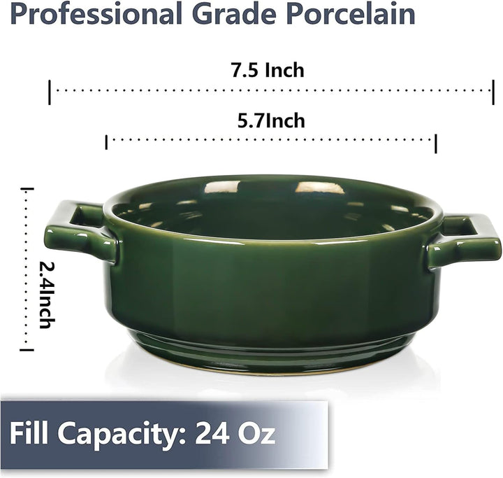 Vicrays Keramik-Suppenschalen mit Griffen, 680 ml, Porzellan-Suppentöpfe für französische Zwiebelsup