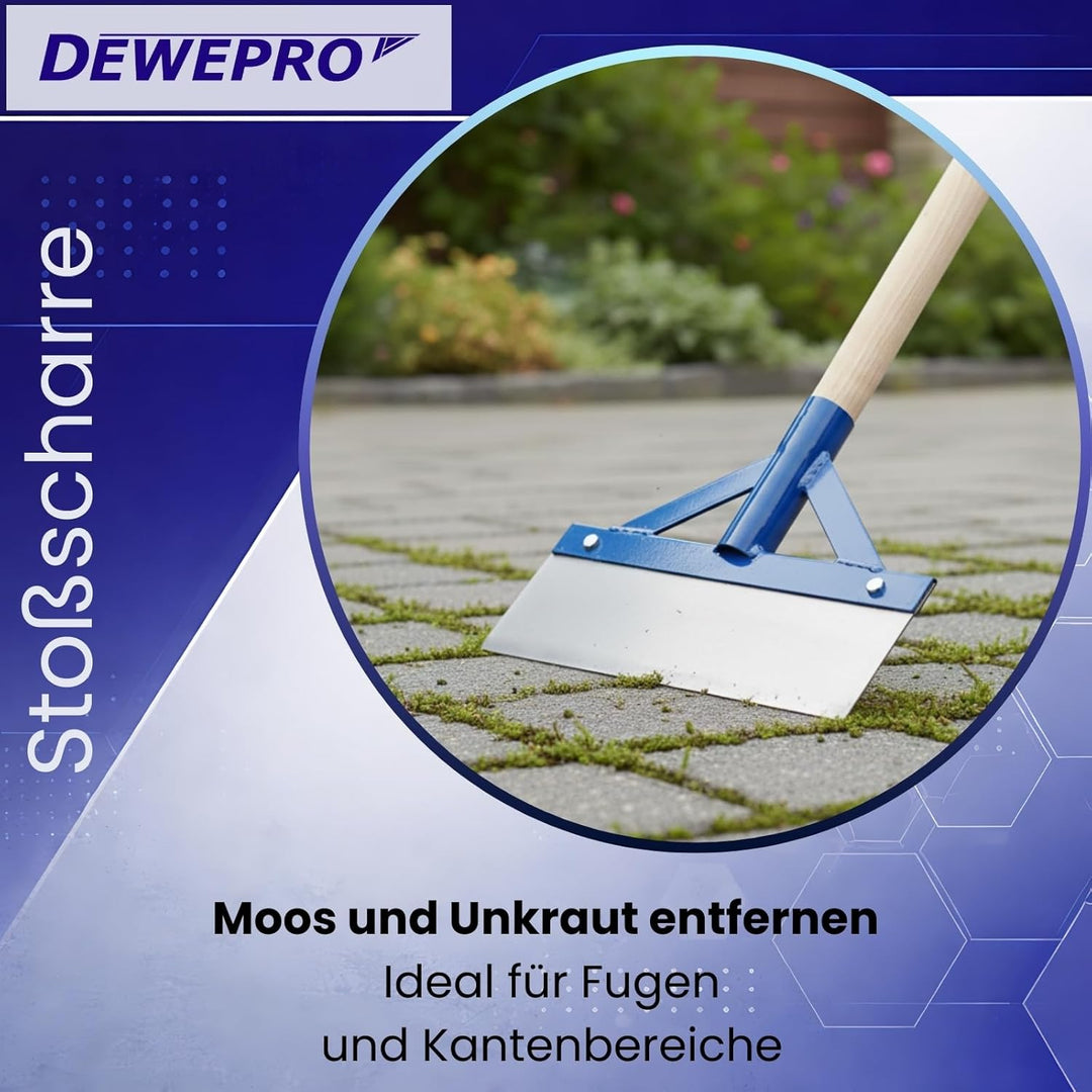 DEWEPRO Stossscharre mit Holzstiel - Schaber - Farbschaber - extra stabil mit Streben und Federstahl
