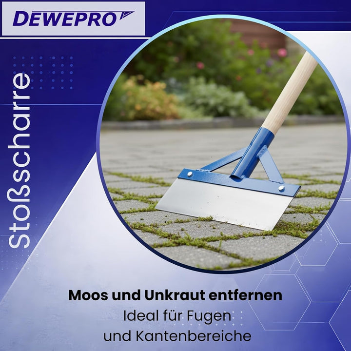 DEWEPRO Stossscharre mit Holzstiel - Schaber - Farbschaber - extra stabil mit Streben und Federstahl