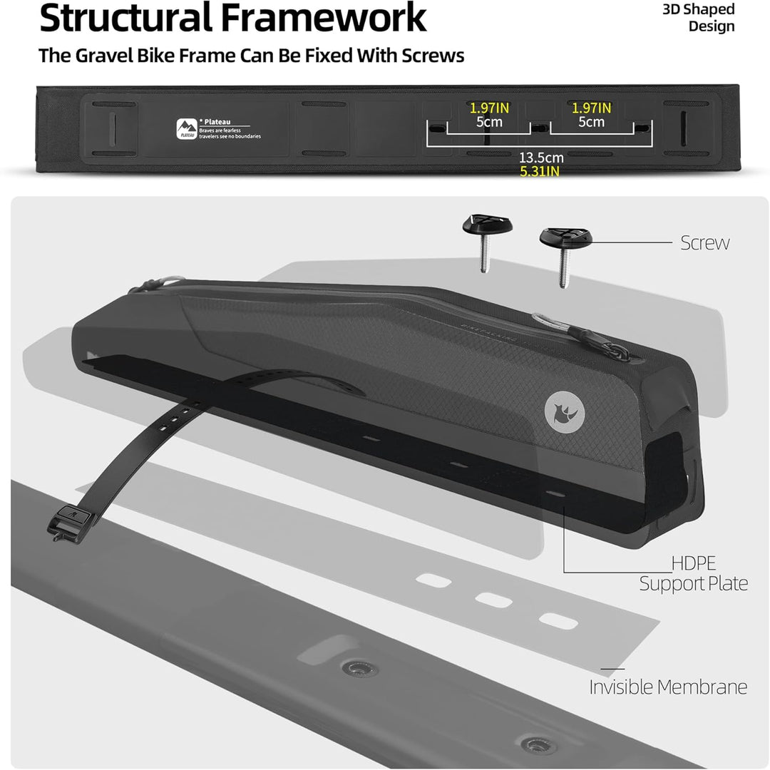 Rhinowalk Fahrrad Oberrohrtasche 2.0L – wasserdichte Lange Rahmentasche mit Reissverschluss – Montag