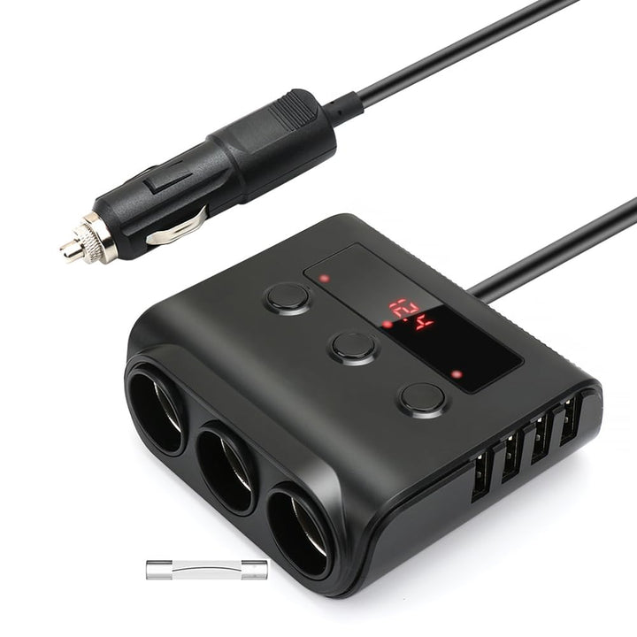Auto Ladegerät Car Charger, 3 Fach KFZ Verteiler 12/24V Mehrfachstecker Zigarettenanzünder USB Autol