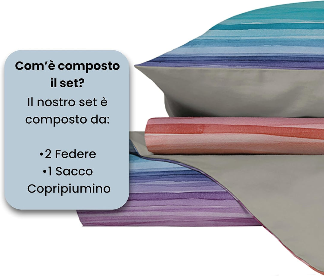 Fantasy Italian Bed Linen Bettbezug, Rainbow, Doppelte, Mikrofaser, Regenbogen Rainbow Doppelte, Rai