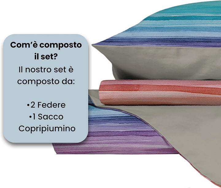 Fantasy Italian Bed Linen Bettbezug, Rainbow, Doppelte, Mikrofaser, Regenbogen Rainbow Doppelte, Rai